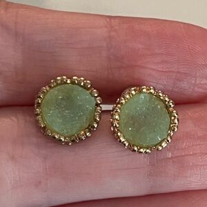 Green Druzy Stud Earrings